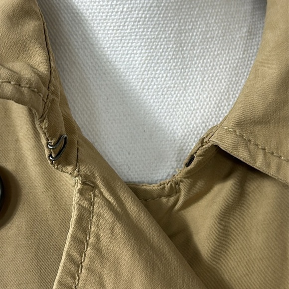 Khaki cotton nylon blend trench coat SZ ST - Picture 3 of 8